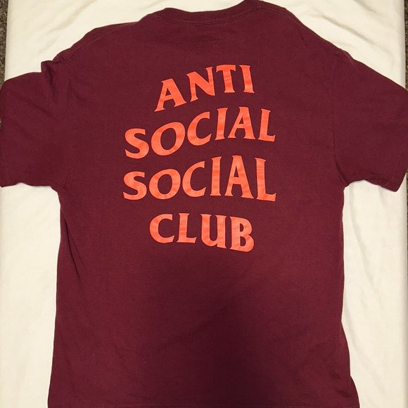 Anti Social Social Club Statement Tee - Maroon - Size L - Picture 2 of 2